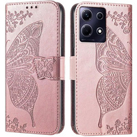 Klopové pouzdro pro Infinix Note 40 Pro, Butterfly, růžové rose gold