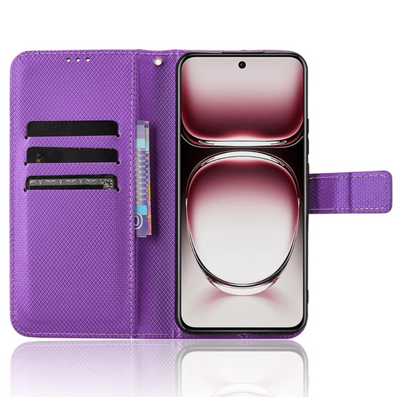 Klopové pouzdro pro Oppo Reno 12, Wallet Smart Magnet, fialové