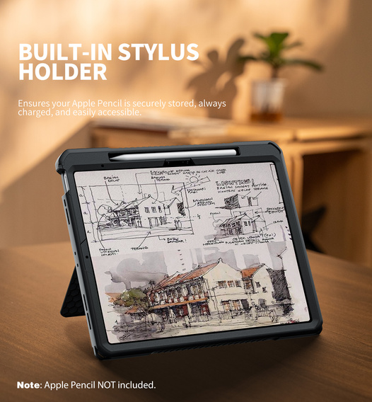 Pouzdro Dexnor 360° s páskem a držákem na stylus pro iPad Air 13" 2025/2024 (7/6 gen.)