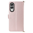 Flipové pouzdro pro Samsung Galaxy S25 Edge, Crossbody Leather Wallet, růžové