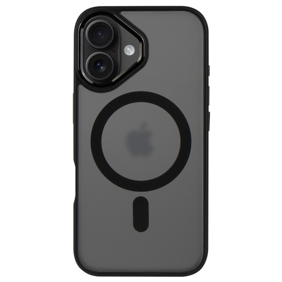 Pouzdro pro iPhone 16 Plus, pro MagSafe, ERBORD Matt Case, transparentní / černé + sklo na displej