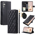 Pouzdro s klopou pro Samsung Galaxy S25 FE, Rhombus Crossbody Leather, černé