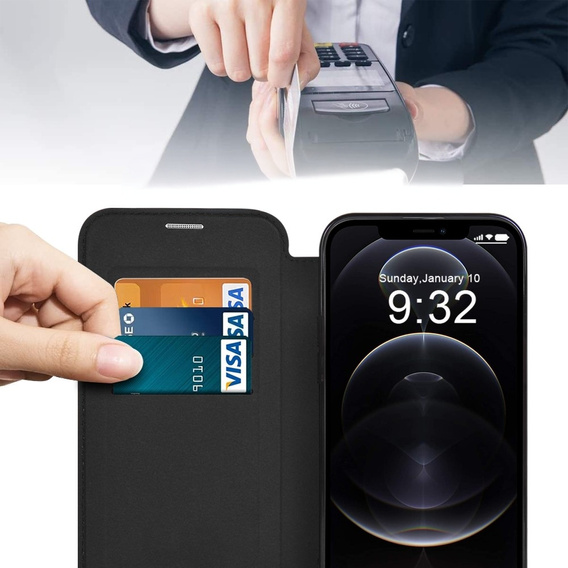 Klopové pouzdro pro iPhone 12 Pro Max, RFID Wallet MagSafe CamShield, černé