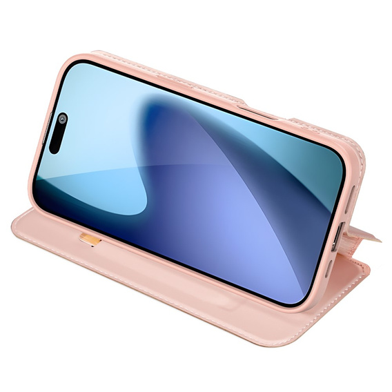 Dux Ducis pouzdro pro iPhone 17, Skin Pro, s klopou, s přihrádkou na kartu, růžové
