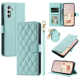 Pouzdro s klopou pro Samsung Galaxy S25 FE, Rhombus Crossbody Leather, zelené