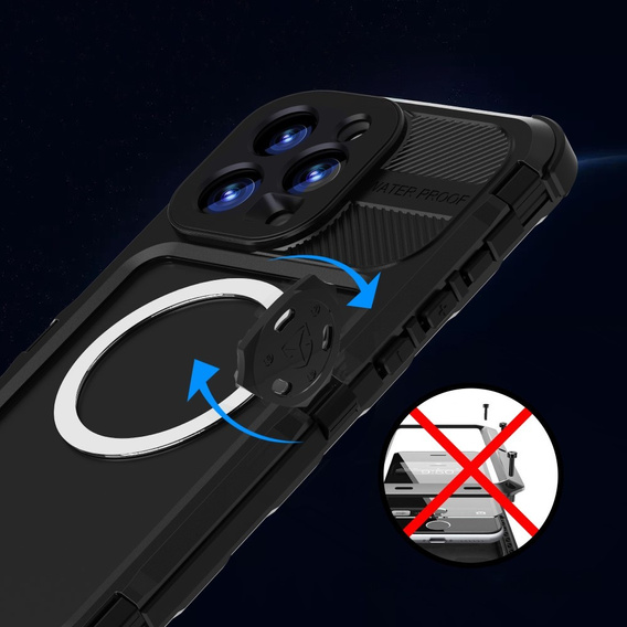 Vodotěsné pouzdro IP68 pro iPhone 16 Pro Max, SHELLBOX MagSafe, černé