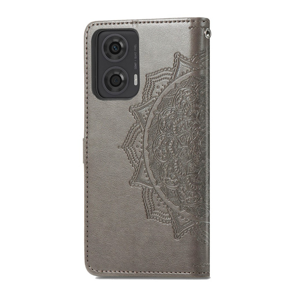 Klopové pouzdro pro Motorola Moto E14, Mandala, šedé