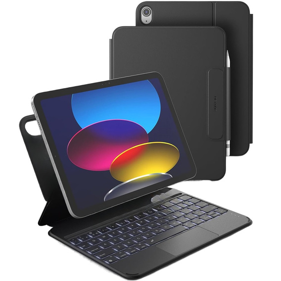 Pouzdro s klávesnicí pro iPad 11" 2025 A16 (11 gen.) / iPad 10.9" 2022 (10 gen.), Dexnor Magnetic Keyboard Touchpad, černé
