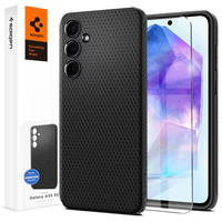 Pouzdro Spigen pro Samsung Galaxy A55 5G, Liquid Air, černé + 9H tvrzené sklo