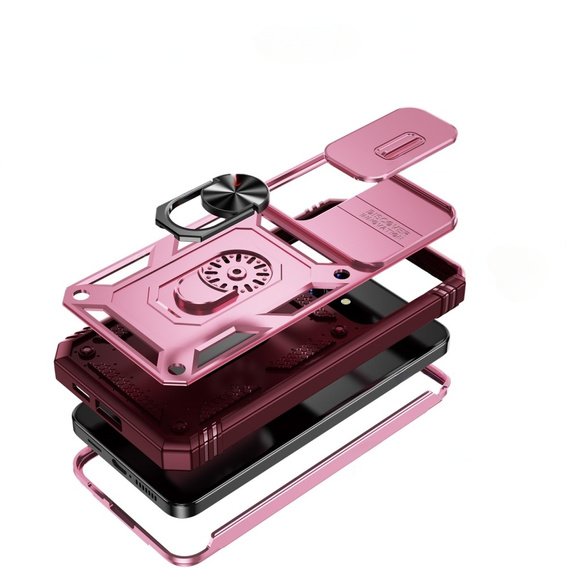 Pouzdro pro Samsung Galaxy S24+ Plus, CamShield Slide, růžové/ červené
