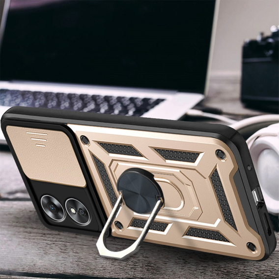 Pouzdro pro Oppo A17, CamShield Slide, zlaté
