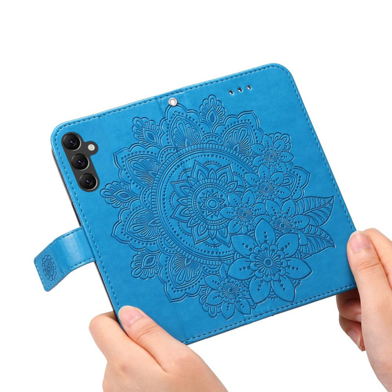 Klopové pouzdro pro Samsung Galaxy A14 4G/5G, Mandala Flower, modré