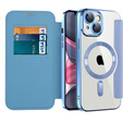 Klopové pouzdro pro iPhone 14, RFID Wallet MagSafe CamShield, modré