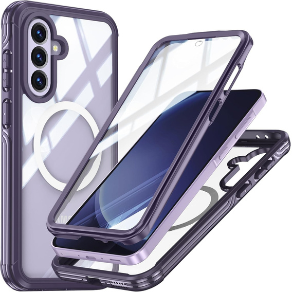Pouzdro pro Samsung Galaxy A36 / Samsung Galaxy A56, Shockproof, se sklem, pro MagSafe, fialové