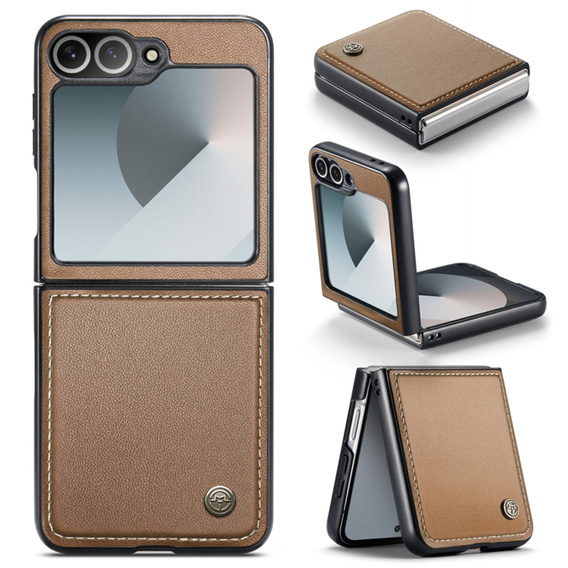 Pouzdro pro Samsung Galaxy Z Flip7 FE / Z Flip6, CASEME Litchi Leather, hnědé