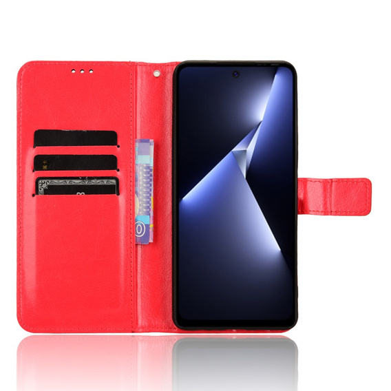 Klopové pouzdro pro Tecno Pova 5 Pro 4G, Crazy Horse Wallet, červené