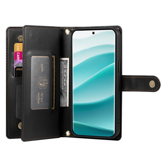 Klopové pouzdro pro Xiaomi Redmi Note 14 Pro 5G / Poco X7 5G, Wallet Zipper Pocket, černé