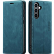 Pouzdro pro Samsung Galaxy A55, ERBORD Vintage peněženka s klopou, modré + sklo na displej