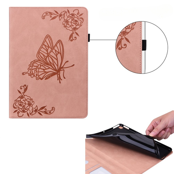 Pouzdro pro Lenovo Tab M9, Butterfly, růžové
