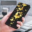 Klopové pouzdro pro Oppo A17, Wallet, Butterflies zlaté