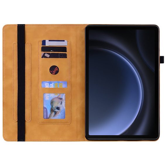 Pouzdro pro Samsung Galaxy Tab S10 Lite / S10 FE / S9 FE, Wallet Pen Slot, žlutý