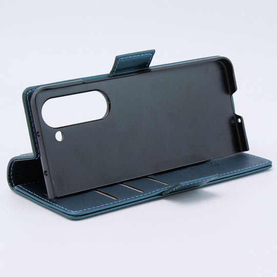 Pouzdro pro Samsung Galaxy Z Fold 5 5G, ERBORD Glossy Litchi, flipová peněženka, zelené