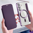 Klopové pouzdro pro Samsung Galaxy S24+ Plus, RFID Wallet MagSafe CamShield, fialové