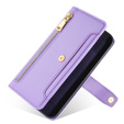 Klopové pouzdro pro Samsung Galaxy S23, Wallet Zipper Pocket, fialové