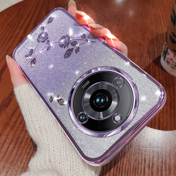 Pouzdro pro Realme 11 Pro 5G / Pro+ 5G, Glitter Flower, fialové