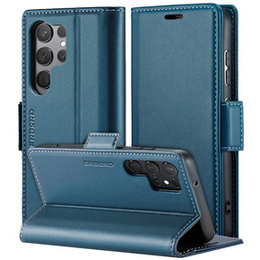 Pouzdro pro Samsung Galaxy S24 Ultra, ERBORD Glossy Litchi, flipová peněženka, modré