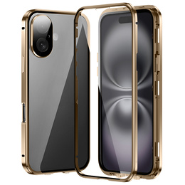 Pouzdro pro iPhone 16, Magnetic Dual Glass, zlaté