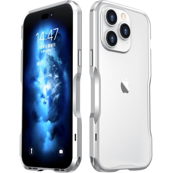 Pouzdro LUPHIE pro iPhone 14 Pro Max, Armor Bumper, stříbrné