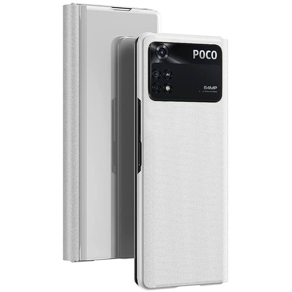 Pouzdro pro Xiaomi Poco M4 Pro 4G, Clear View, stříbrné