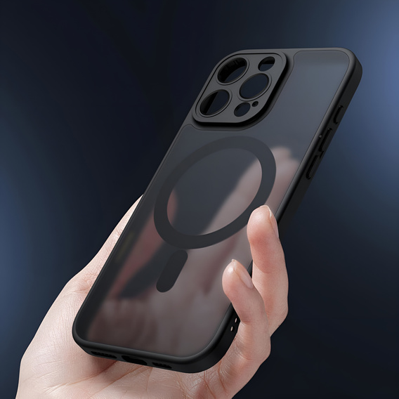 Pouzdro pro iPhone 16 Pro, pro MagSafe, ERBORD Matt Case, černý + sklo na displej