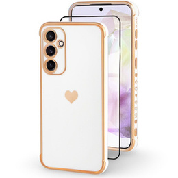 Pouzdro pro Samsung Galaxy A35 5G, Electro heart, bílé + Full Glue Ceramic Glass