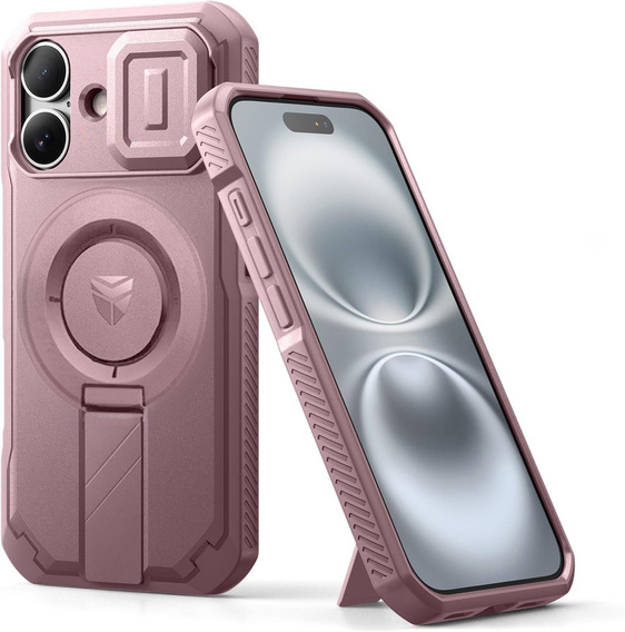 Pancéřové pouzdro pro iPhone 16, Dexnor CamProtect MagSafe, růžové