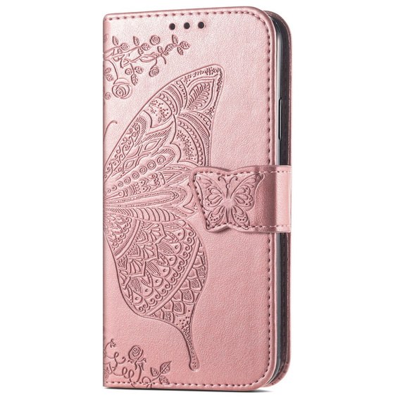 Klopové pouzdro pro Samsung Galaxy S25 FE, Butterfly, růžové rose gold
