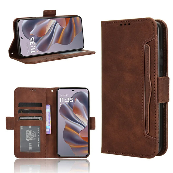 Klopové pouzdro pro Motorola Edge 50 Neo / Motorola ThinkPhone 25, Card Slot, hnědé