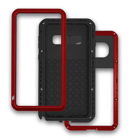 Pouzdro Love Mei pro Samsung Galaxy S10+ Plus, armored with glass, červené