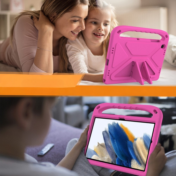 Dětské pouzdro pro Samsung Galaxy Tab A9+, dětské pouzdro s rukojetí, růžové