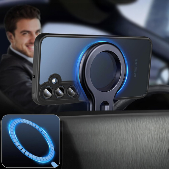 Pouzdro pro Samsung Galaxy A16, pro MagSafe, ERBORD Matt Case, černé + sklo na displej