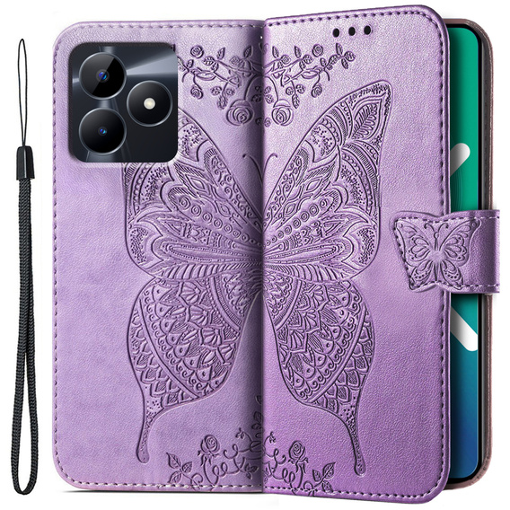 Klopové pouzdro pro Realme C51, Butterfly, fialové