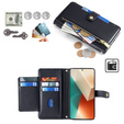 Klopové pouzdro pro Xiaomi Redmi Note 13 5G, Wallet Zipper Pocket, černé