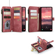 Pouzdro CASEME pro Samsung Galaxy A56 5G, Leather Wallet Cash and Card Slots, s poutkem, červené