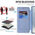 RFID Wallet MagSafe pouzdro s klopou a ochranou fotoaparátu pro Samsung Galaxy S26 Plus, modré
