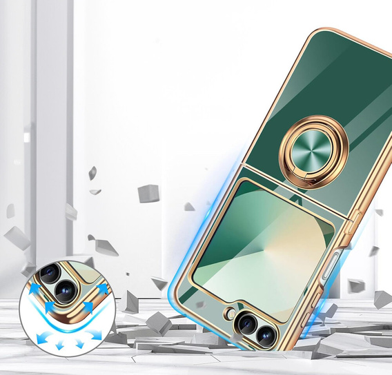Pouzdro pro Samsung Galaxy Z Flip7 FE / Z Flip6, Electro Ring, zelené