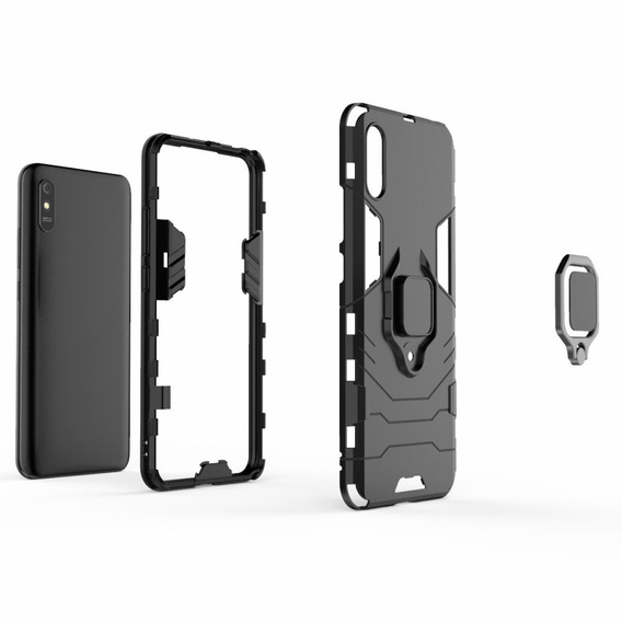 Pouzdro pro Xiaomi Redmi 9A, Kickstand Ring, černé