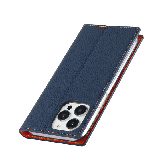 Klopové pouzdro pro iPhone 14 Pro, Litchi Skin Grain, námořnicky modré