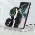 Bezdrátová indukční nabíječka 3v1 QI rychlá pro Samsung S25 S24 S23 Galaxy Watch Buds Stanice bílá