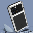 Pouzdro Love Mei pro iPhone 14 Pro Max, armored with glass, stříbrné